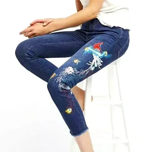 Free People Phoenix & Floral Embroidered Skinny Jeans - Picture 2 of 13